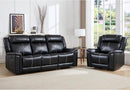 EBELLO Black Recliner Sofa Set, Manual Recliner Chair and 3-Seater Reclining Sofa, Mid-Century Modern Faux Leather Living Room Furniture Suite (Black)