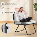 Bonzy Home Casual Chair Patio Accent Chair Upholstered Metal Frame Portable Chair Bedroom Side Chair Picnic Home and Garden Chair White