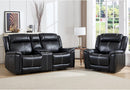 EBELLO Black Faux Leather Recliner Set, Manual Recliner Chair and Loveseat Sofa with Cup Holders, Mid-Century Modern Reclining Living Room Suite (Black)