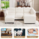 Bonzy Home Modular Convertible Sectional Sofa with Ottoman living room furniture sets, Oat