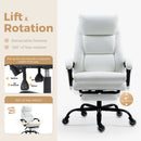 Bonzy Home Reclining Office Chair with Footrest, Ergonomic High Back Executive Chair, Adjustable Height, Lumbar Pillow, PU Leather, Quiet Wheels