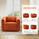 Bonzy Home Swivel Chair with Plump Pillow, Modern Velvet Accent Chair for Living Room Bedroom , Comfy Round Armchair, Orange