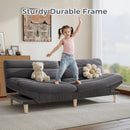 Bonzy Home Convertible Futon Sofa Bed, 3-Position Adjustable Armrests & Reclining Backrest for Small Living Room, Office, Apartment, Gray