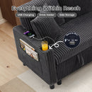 Ebello L-Shaped Sectional Sofa with Pull Out Bed, Storage Under Seat, Cup Holders, USB Ports & Side Pockets, Convertible Couch Bed for Living Room, Gray