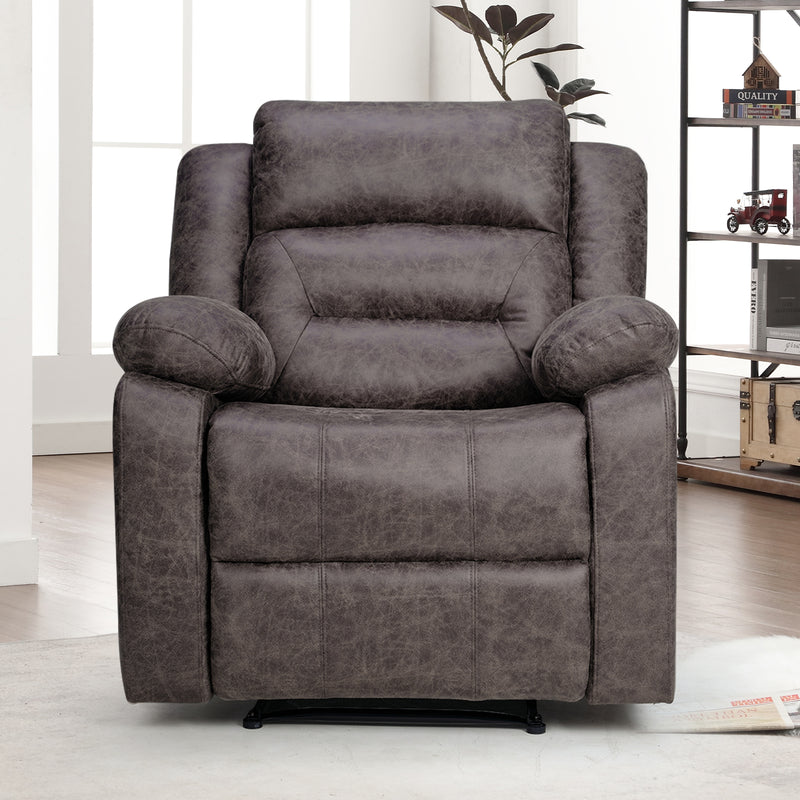 Bonzy Home Recliner Chairs for Living Room Overstuffed Breathable Reclining Chair Manual Sofa Smoky Grey