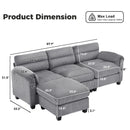 Bonzy Home Modular Sectional Sofa With Ottoman, Ultra‑Comfort Seating – Configurable for Living Room & Family Room; Gray