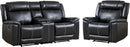 EBELLO Black Faux Leather Recliner Set, Manual Recliner Chair and Loveseat Sofa with Cup Holders, Mid-Century Modern Reclining Living Room Suite (Black)