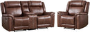 EBELLO Brown Faux Leather Recliner Set, Manual Recliner Chair and Loveseat Sofa with Cup Holders, Mid-Century Modern Reclining Living Room Suite (Brown)