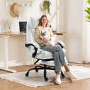 Bonzy Home Reclining Office Chair with Footrest, Ergonomic High Back Executive Chair, Adjustable Height, Lumbar Pillow, PU Leather, Quiet Wheels