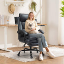Bonzy Home Reclining Office Chair with Footrest, Ergonomic High Back Executive Chair, Adjustable Height, Lumbar Pillow, PU Leather, Quiet Wheels