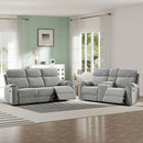 Bonzy Home Power Reclining Sofa Set — Fabric Electric Recliner Loveseat & 3 Seater Sofa Couch with Cup Holders, USB Type-C Charging Ports & Hidden Storage, 5 Seats, Light Grey