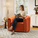 Bonzy Home Swivel Chair with Plump Pillow, Modern Velvet Accent Chair for Living Room Bedroom , Comfy Round Armchair, Orange