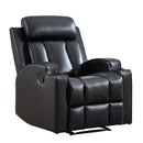 Bonzy Home Heated Manual Massage Recliner with Cup Holder Padded PU Leather Recliner, Home Theater Seating，Black