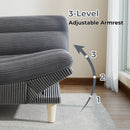 Bonzy Home Convertible Futon Sofa Bed, 3-Position Adjustable Armrests & Reclining Backrest for Small Living Room, Office, Apartment, Gray