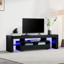Bonzy Home TV Stand with LED Light High Glossy Modern TV Unit Media Console with Storage, Black