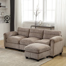 Bonzy Home Modular Sectional Sofa With Ottoman, Ultra‑Comfort Seating – Configurable for Living Room & Family Room; Brown