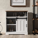 Bonzy Home Decorative Cabinet, 33''H White Wooden Storage Cabinet with Sliding Doors for Living Room