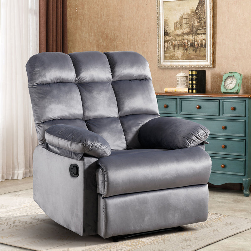 Bonzy Home Recliner with Soft Padded Headrest and Armrest, Theater Recline Chair&Sofa for Living Room and Bedroom, Gray