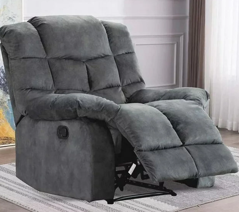 BonzyHome Recliners Single Recliner Chairs for Adults, Breathable Fabric Reclining Chair Manual Sofas for Living Room, Grey