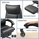 Bonzy Home Reclining Office Chair with Footrest, Ergonomic High Back Executive Chair, Adjustable Height, Lumbar Pillow, PU Leather, Quiet Wheels