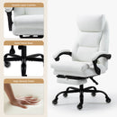 Bonzy Home Reclining Office Chair with Footrest, Ergonomic High Back Executive Chair, Adjustable Height, Lumbar Pillow, PU Leather, Quiet Wheels