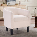 Bonzy Home Accent Barrel Chair, Teddy Fleece Upholstered Club Chair with Armrest Small Reading Chair, for Living Room, Bedroom & Reception Room, Cream