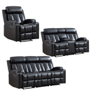 Bonzy Home 3 Pieces Recliner Sofa Furniture Set, Manual Recliner with Massage and Heat, Loveseat Recliner Chair and 3 Seat Reclining Couch Set for Living Room, Black(Recliner+Loveseat+Sofa)