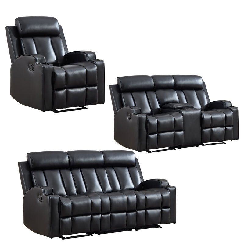 Bonzy Home 3 Pieces Recliner Sofa Furniture Set, Manual Recliner with
