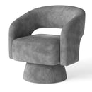 Ebello 360° Swivel Barrel Chair, Velvet Accent Armchair for Living Room, Bedroom & Office, Gray (Set of 2)