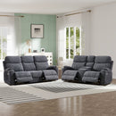 Bonzy Home Power Reclining Sofa Set — Fabric Electric Recliner Loveseat & 3 Seater Sofa Couch with Cup Holders, USB Type-C Charging Ports & Hidden Storage, 5 Seats, Grey