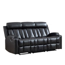 Bonzy Home Reclining Sofa for Living Room, Extra Wide Modern Overstuffed 3 Seat Recliner Manual Sofa Chair, PU Leather and Padded Seat, Black