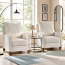 Bonzy Home 2 Pack Fabric Recliner Chairs, Push Back Reclining Armchairs with Retractable Footrest, Cushioned Seat & Solid Wood Legs,Accent Chairs for Living Room Bedroom，White