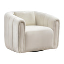 Bonzy Home Set of 2 Swivel Chairs with Lumbar Pillows, Modern Velvet Accent Chairs Bundle for Living Room, 2 Pieces, Beige