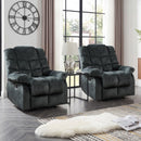 Bonzy Home Set of 2 Massage Recliner Chairs, Manual Reclining Sofa Chairs with Heat & Vibration, Soft Fabric Recliners for Living Room, Gray