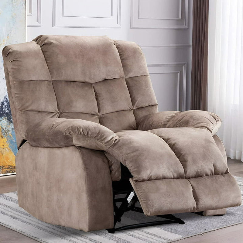 Bonzy Home Manual Recliner Chairs for Adults, Breathable Fabric Reclining Chair Sofas for Living Room, Camel