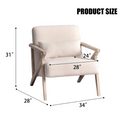 Bonzy Home Mid Century Modern Arm Chair, Wooden Handrail，Single Sofa Armchair for Living Room,Suitable for all ages，Beige
