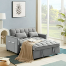Bonzy Home Convertible Sofa Bed,Furniture,Velvet Versatile Sofa with Pullout Bed,54 Inch Adjustable Backrest Sofa Bed,Gray