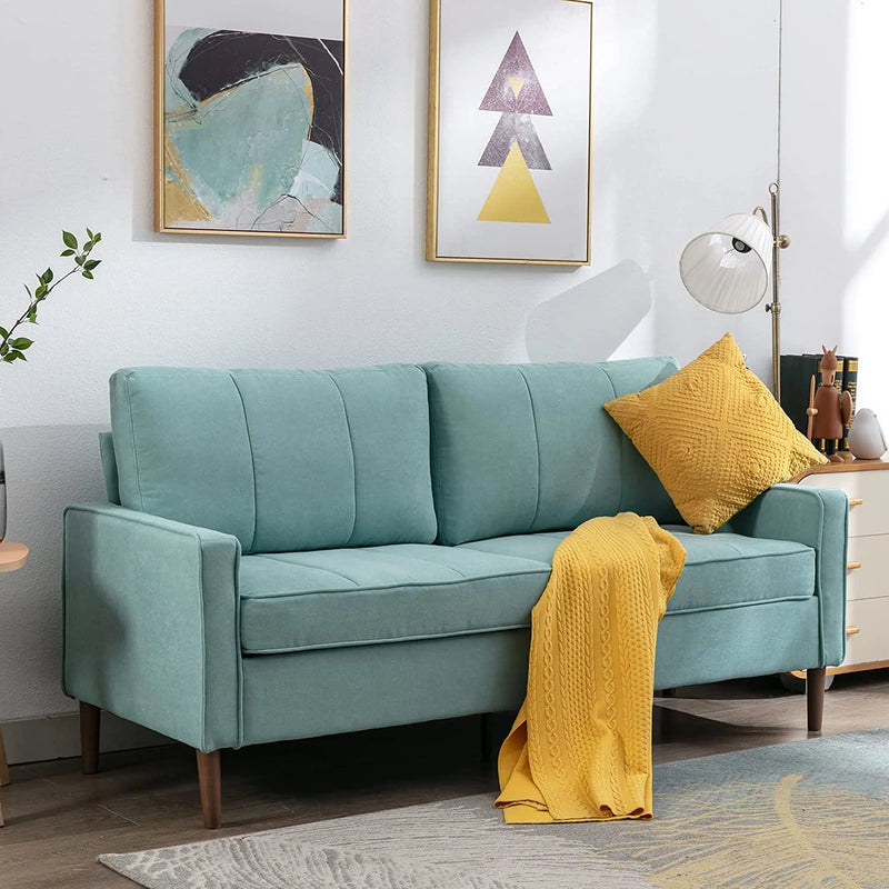 Bonzy Home 68"W Loveseat Sofa, Mid Century Love Seat Couches for Living Room, Modern Decor Upholstered Small Couch for Bedroom, Solid and Easy to Install Love Seats Furniture, Blue