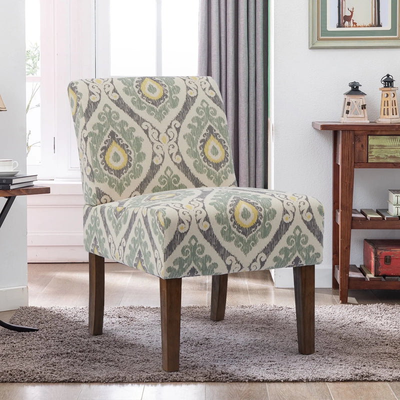 Bonzy Home Accent Chair Bohemia Upholstered Armchair Comfort Reading Chair with Wood Frame for Living Room Bedroom
