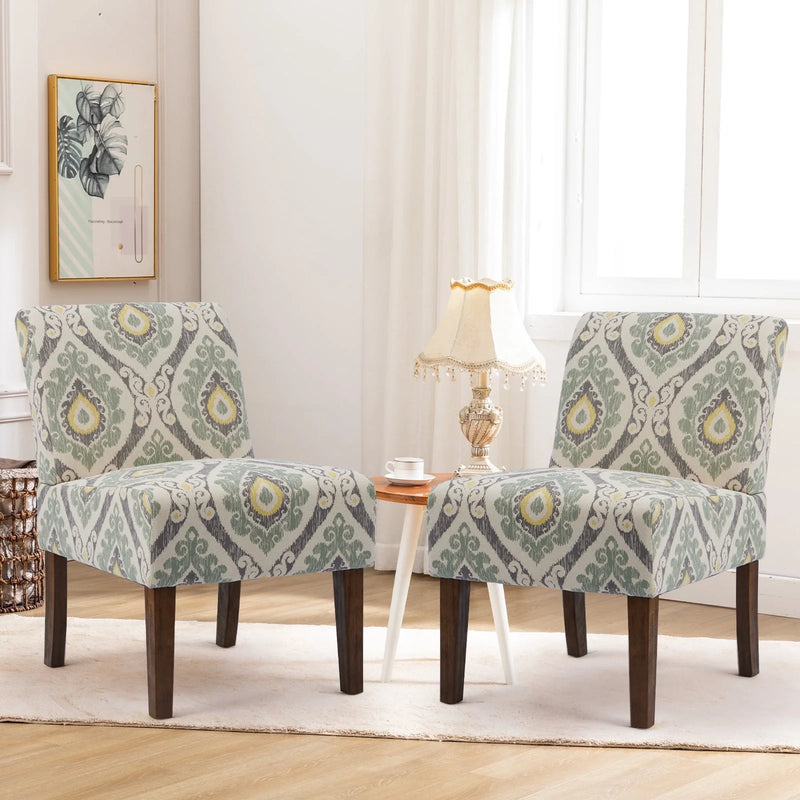 Bonzy Home Accent Chair Set of 2 Bohemia Modern Upholstered Armchair with Wood Frame for Living Room Bedroom Study Room, Easy Assembly