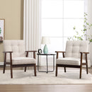 Bonzy Home Accent Chair Set of 2 Mid Century Modern Upholstered Armchair with Wood Frame for Living Room Bedroom Study Room Beige