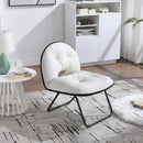 Bonzy Home Casual Chair Patio Accent Chair Upholstered Metal Frame Portable Chair Bedroom Side Chair Picnic Home and Garden Chair White