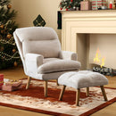 Bonzy Home Accent Chair with Ottoman, Adjustable Backrest Seat,Velvet Fabric Chair for All Age,Beige