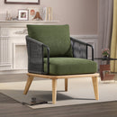 Bonzy Home Braid Accent Chair, Mid-Century Modern Armchair with Metal Armrests & Wood Frame, Braided Backrest for Living Room, Bedroom