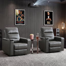 Bonzy Home Electric Recliner Set of 2 for Living Room Home Theater Seating Leather Reclining Chair Sofa Furniture with Cup Holders USB Ports and Hidden Storage, Gray