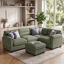 Bonzy Home Modular Convertible Sectional Sofa with Ottoman living room furniture sets, Green