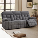 Bonzy Home Manual Reclining Sofa Adjustable Backrest,3 Seat Recliner Couch Sofa with Overstuffed Arms and Back Sofa Set for Living Room, Gray
