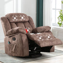 Bonzy Home Massage Swivel Recliner Chair with Heat and Vibration Manual Rocker Recliner Fabric Single Sofa, Brown