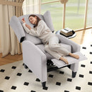 Bonzy Home Mid-Century Wingback Push-Back Recliner Chair with Padded Seat & Extendable Footrest – Gray Fabric Accent Chair for Living Room & Bedroom