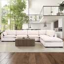 Bonzy Home Modular Sofa Down Filled Sectional Sofa L Shaped Comfy Couch with Chaise, Ottoman for Living Room